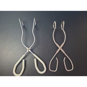 Lot of 2 VINTAGE KITCHEN UTENSIL 7 1/2" LONG VAUGHAN PATENT APP FOR METAL TONGS